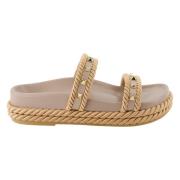 Valentino Garavani Beige Rockstud Platform Sandaler Beige, Dam