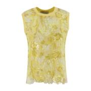 Ermanno Scervino Blommig Paljett Camisole Topp Yellow, Dam