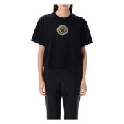 Versace Svart Guld Medusa Crop T-shirt Black, Dam