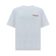 Dsquared2 Monogram Bomull T-shirt med Ribbad Crew Neck White, Herr