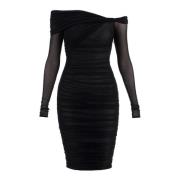 Mugler Elegant Off-Shoulder Fitted Dress Black, Dam