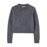 Jil Sander Grå Crewneck Ull Siden Tröja Gray, Dam