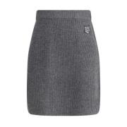 Maison Kitsuné Räfflad Ull Mini Kjol med Logotyp Gray, Dam