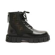 Fendi Svarta Ankelboots med FF Design Black, Herr