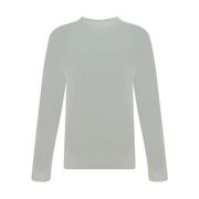 Jil Sander Monokrom Bomullströja med Ribbad Crew Neck White, Herr