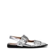 Ganni Silver Ballerina Skor Aw24 Gray, Dam