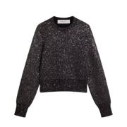 Golden Goose Paljett Cropped Tröja Journey Collection Svart Black, Dam