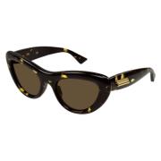 Bottega Veneta Cat Eye Solglasögon i Havana Tortoise Brown, Unisex