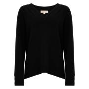 Michael Kors V-ringad Ribbstickad Sweater Nero Aw24 Black, Dam