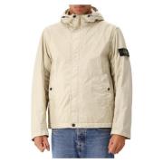 Stone Island Beige Kort Parka Windjack Sand Beige, Herr