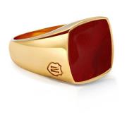 Nialaya Men's Gold Signet Ring with Red Agate Yellow, Herr