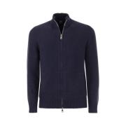 Fedeli Vinter Bomull Zip Cardigan Blue, Herr