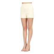 Elisabetta Franchi Gula Eleganta Shorts med Kontrast Piping Beige, Dam