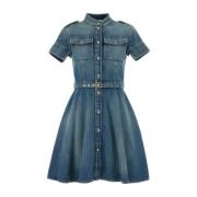 Alexander McQueen Denim Mini Klänning Blue, Dam