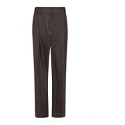 Brunello Cucinelli Bruna Jeans med Box Pleat Detalj Brown, Dam