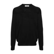 Jil Sander Svart Bomull Crewneck Tröja Black, Herr