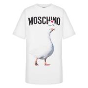 Moschino Anktryck Crew Neck T-shirt White, Dam