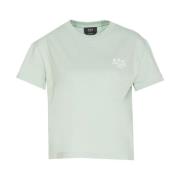 A.p.c. Ekologisk Bomull Box T-Shirt med Logo Green, Dam