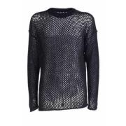 Isabel Benenato Svart Oversized Mesh Stickad Tröja Black, Herr