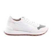 Brunello Cucinelli Lyxiga nylon- och mockasneakers White, Dam