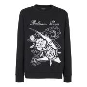 Balmain Blommönstrad sweatshirt Black, Herr