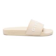 Givenchy Beige Slide Sandaler med Signaturtryck Beige, Dam