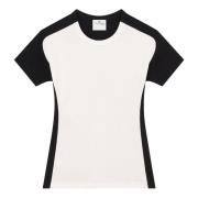 Courrèges Elegant Tvåfärgad Bomull T-shirt White, Dam