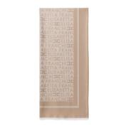 Elisabetta Franchi Beige Pashmina med Jacquard Logo Beige, Dam