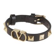 Valentino Garavani Nero Läderarmband Black, Herr