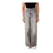 Denham Wide Fit High Waist Flare Jeans Gray, Dam