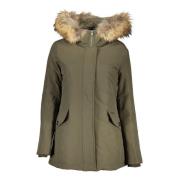 Woolrich Grön Huva Jacka med Avtagbar Päls Green, Dam