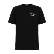 Dsquared2 Avslappnad Bomull T-shirt för Män Black, Herr