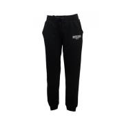 Moschino Svart Bomullsblandning Ribbad Midjeband Joggers Black, Herr