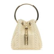 Jimmy Choo Förskönad Satin Bon Bon Bucket Bag Beige, Dam