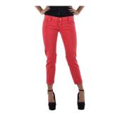 Dsquared2 Röda Bomulls Capri Jeans med Guld Detaljer Red, Dam