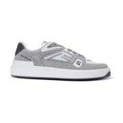 Balmain B-Court Skate-tränare i fleece och kalvskinn Gray, Herr