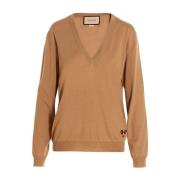 Gucci Stilren Stickad Topp Beige, Dam