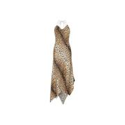 Roberto Cavalli Jaguar Print Halterneck Silke Maxi Klänning Brown, Dam