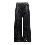 Sabina Musayev Scorpio Wide Leg Lace Hem Byxor Black, Dam