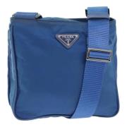 Prada Vintage Pre-owned Nylon axelremsvskor Blue, Dam