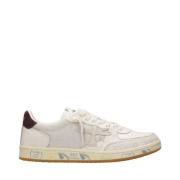 Premiata Mesh Sneakers med Läderdetaljer Beige, Herr