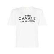 Roberto Cavalli Logo-Print Bomull T-shirt Boxy Fit White, Dam