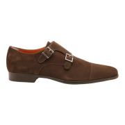 Santoni Brun Rök Dubbel Monk Strap Sko Brown, Herr