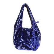 JW Anderson Paljett Shopper Väska med Logotypcharm Blue, Dam