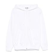 Comme des Garçons Play Röd Stickad Sweatshirt Emblem White, Herr