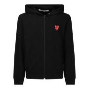 Comme des Garçons Play Svart Dragkedja Hoodie Sweatshirt Dubbel Fram B...