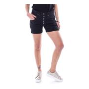 Please Svarta Denimknappshorts Black, Dam