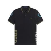 Fred Perry Svart Grafiskt Märkes T-shirt Black, Herr