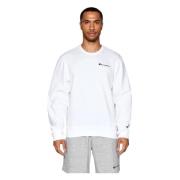 Champion Vit Broderad Logo Crewneck Sweatshirt White, Herr