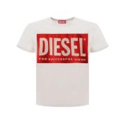 Diesel Bomull T-shirt med ikoniskt monogram White, Dam